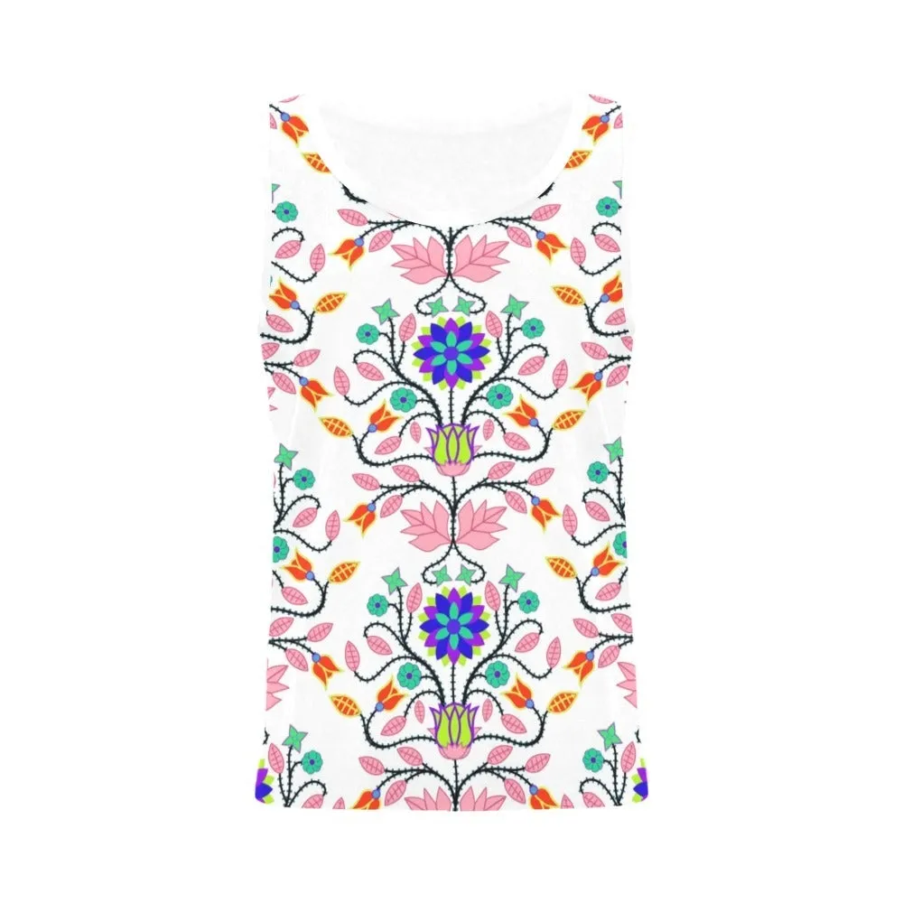 Floral Beadwork Four Clans White Tank Top for Women