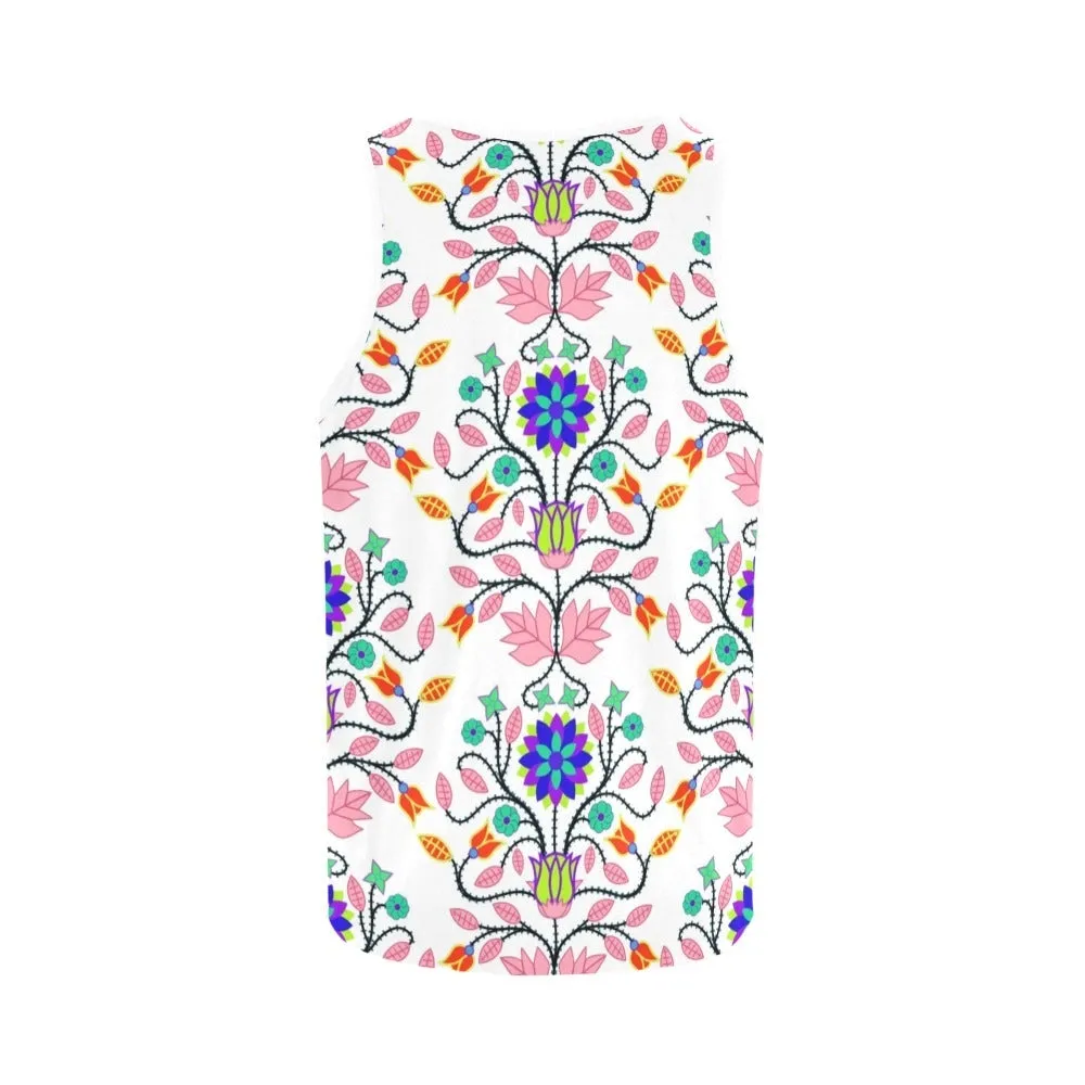 Floral Beadwork Four Clans White Tank Top for Women