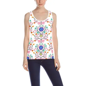 Floral Beadwork Four Clans White Tank Top for Women