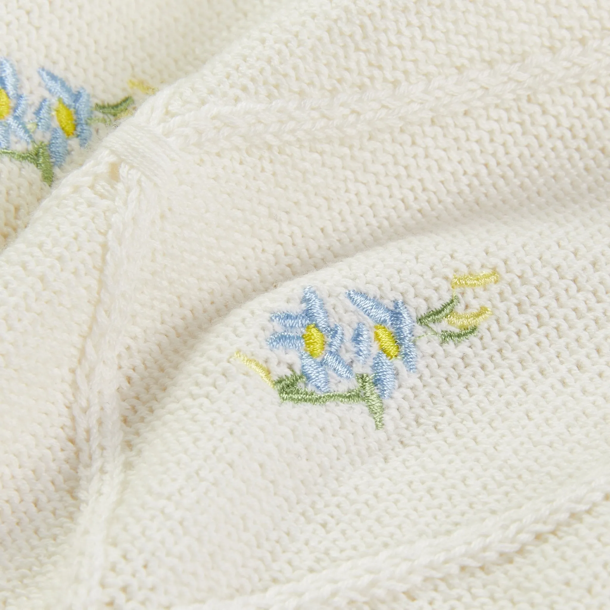 Floral Knit Top White