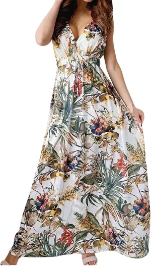 Floral Maxi Dresses for Women 2025 Summer Dresses Sleeveless Flowy Boho Maxi Dress Casual Long Sundress Beach Dress