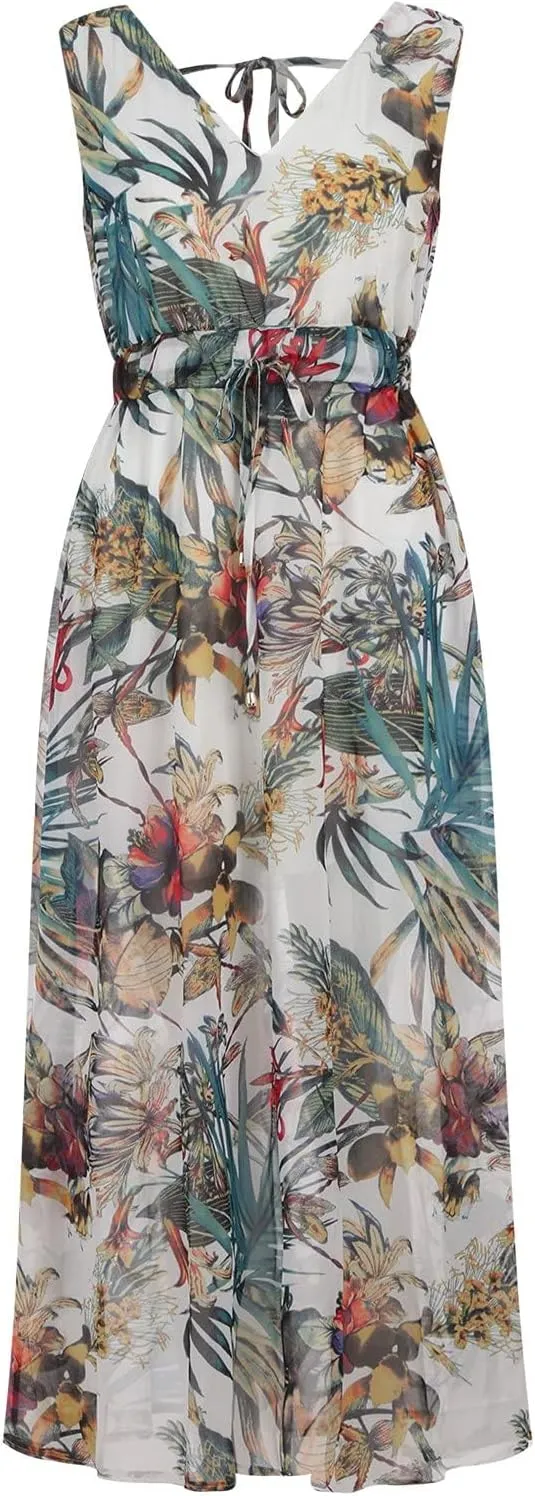 Floral Maxi Dresses for Women 2025 Summer Dresses Sleeveless Flowy Boho Maxi Dress Casual Long Sundress Beach Dress
