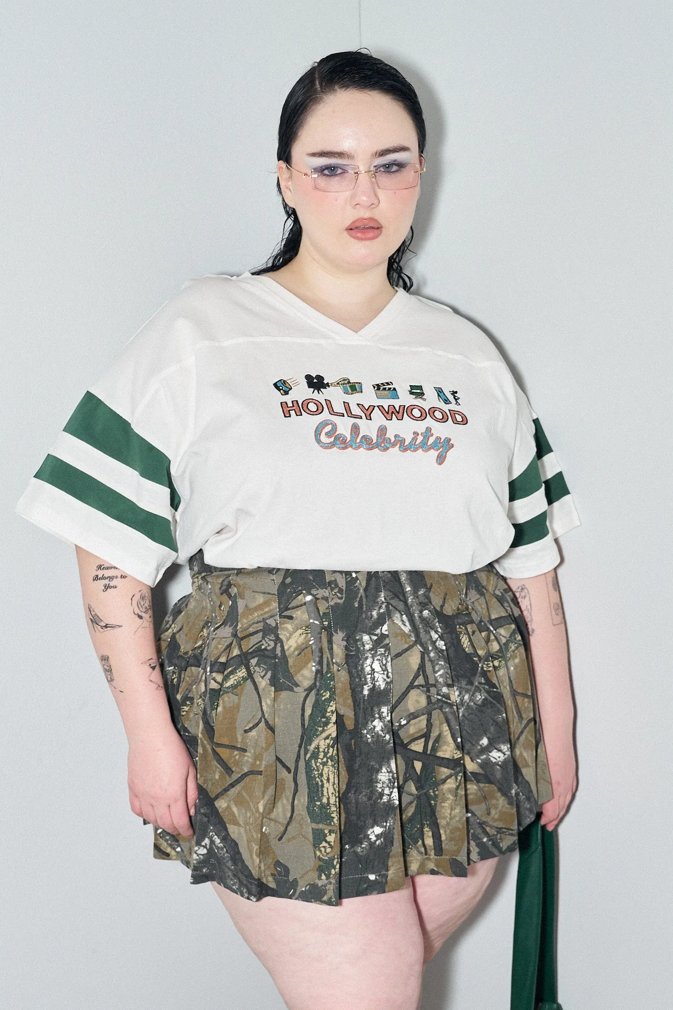 Forest Camo Pleated Micro Mini Skirt
