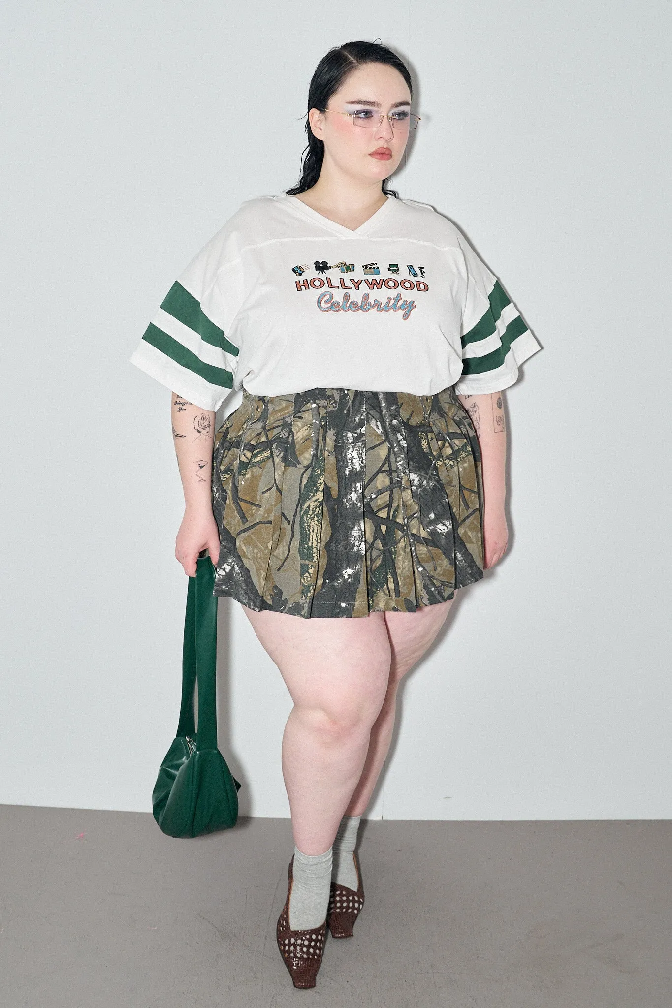 Forest Camo Pleated Micro Mini Skirt