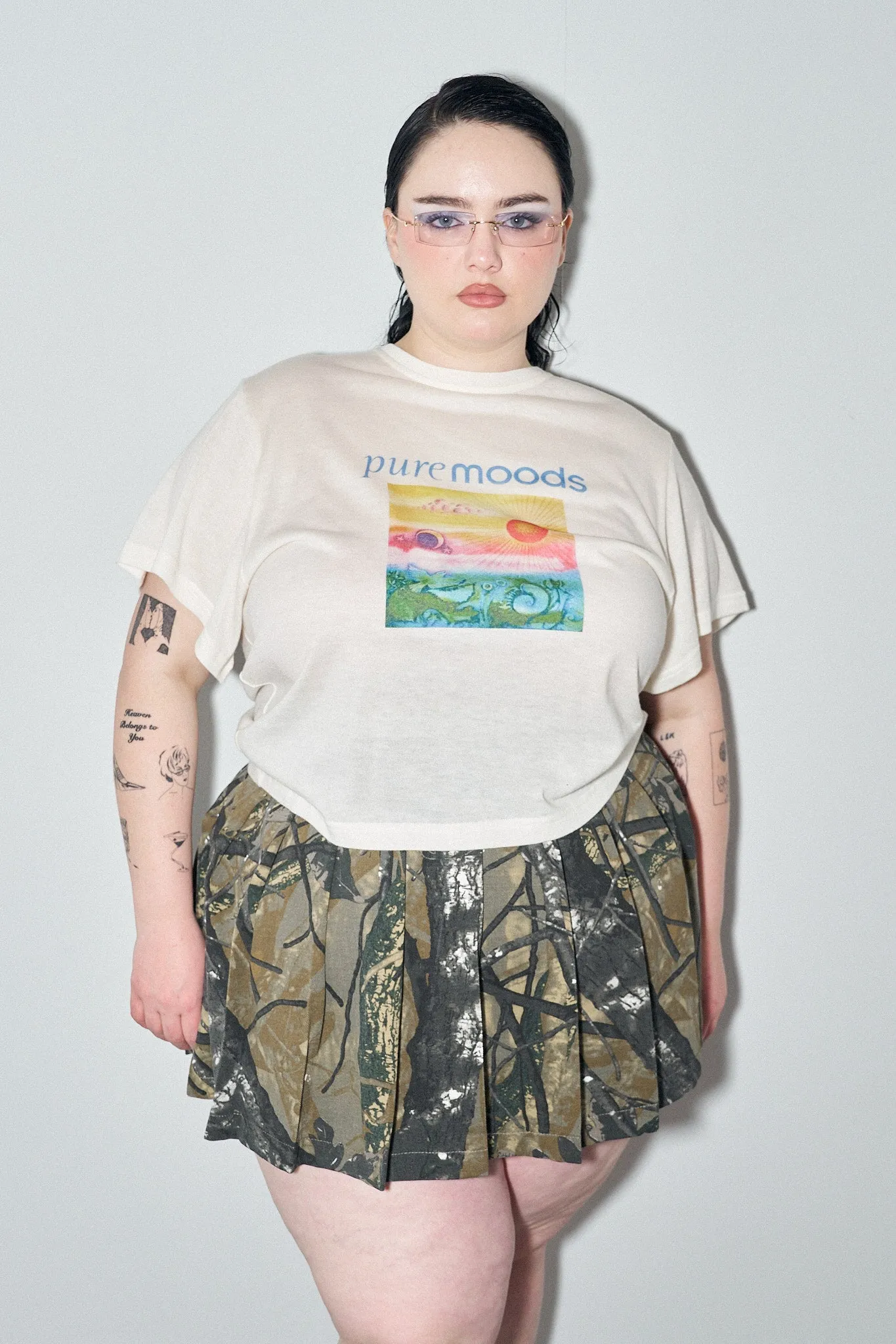 Forest Camo Pleated Micro Mini Skirt