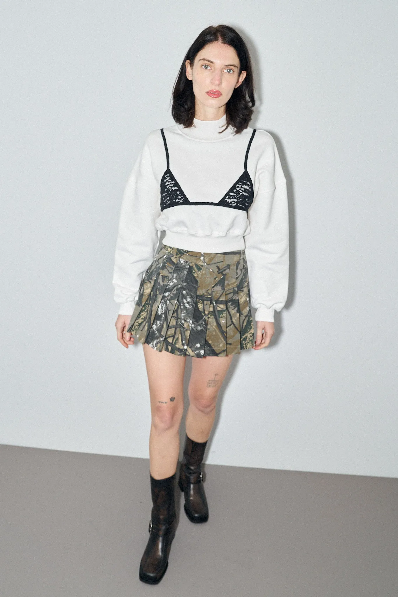 Forest Camo Pleated Micro Mini Skirt