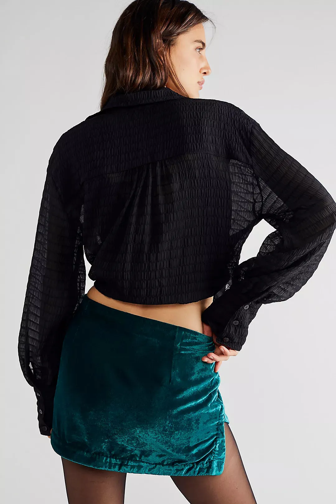 Free People Annalise Velvet Mini Deep Teal
