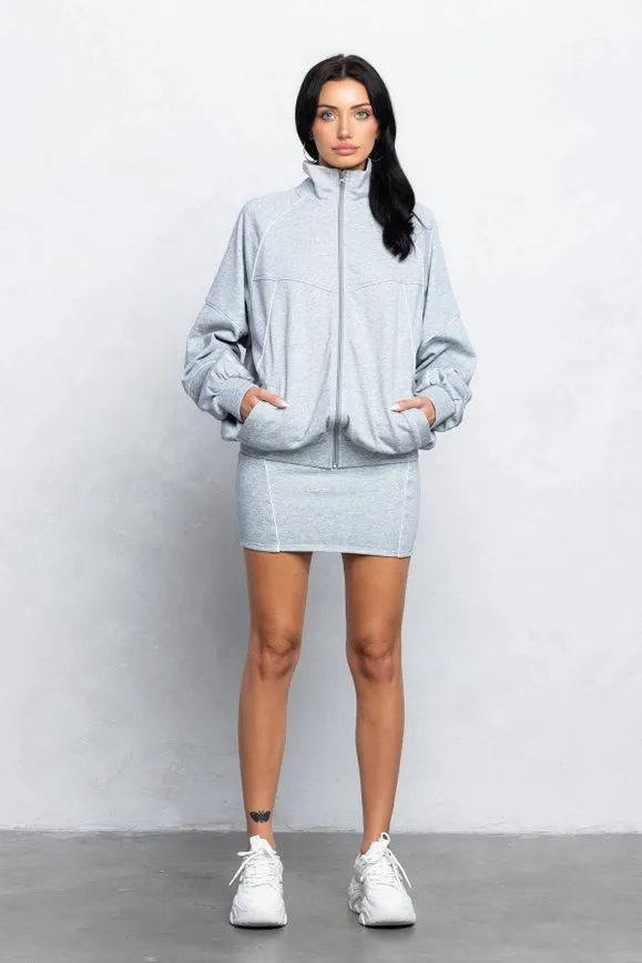 French Terry Tracksuit Jacket w/ Mini Skirt Set