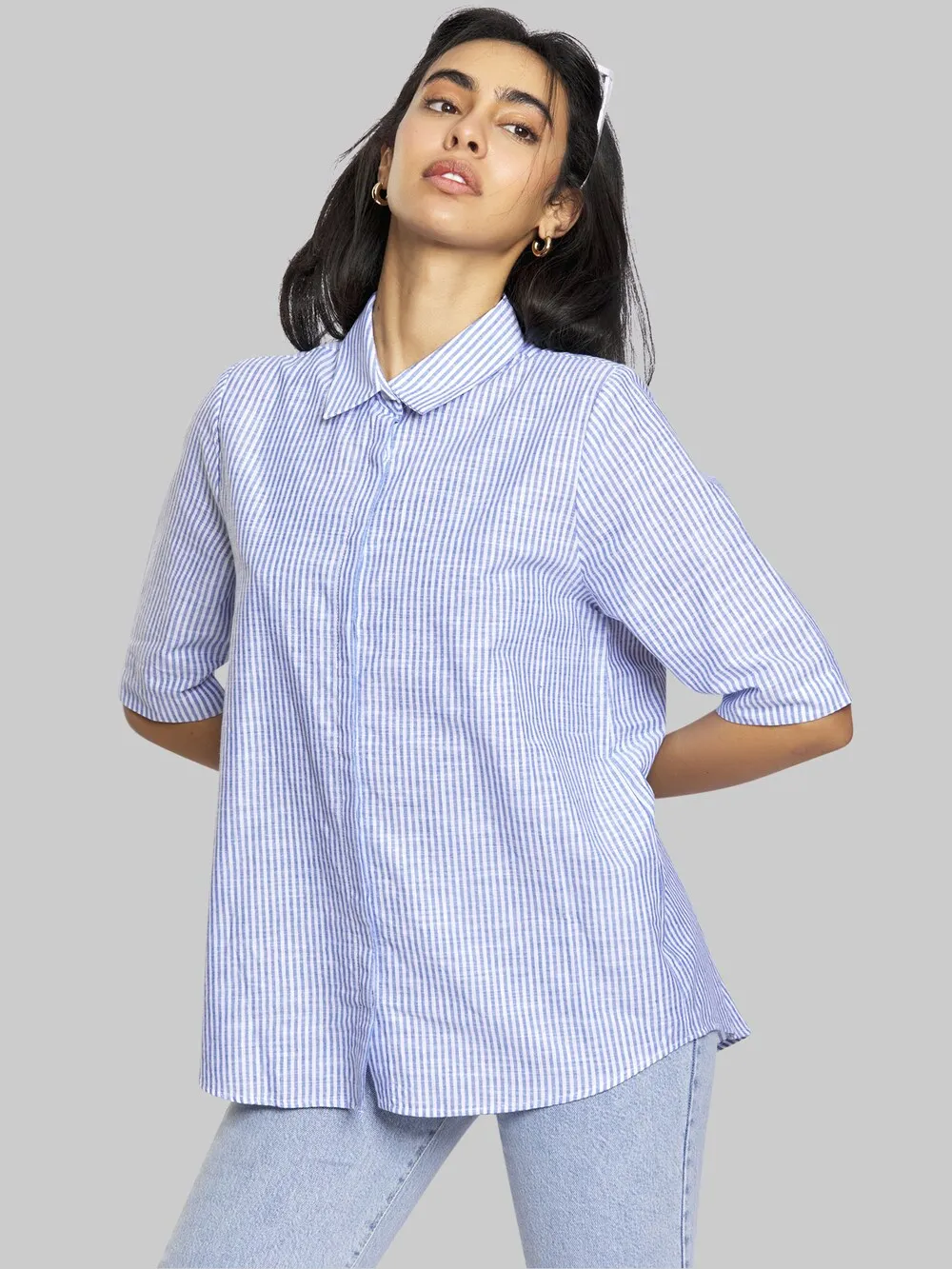 Freshlions Sora blouse, light blue/white