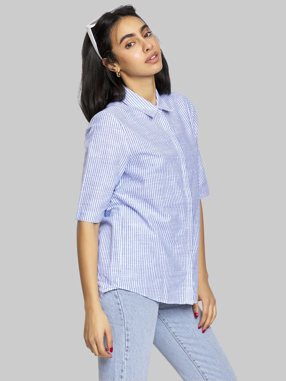 Freshlions Sora blouse, light blue/white