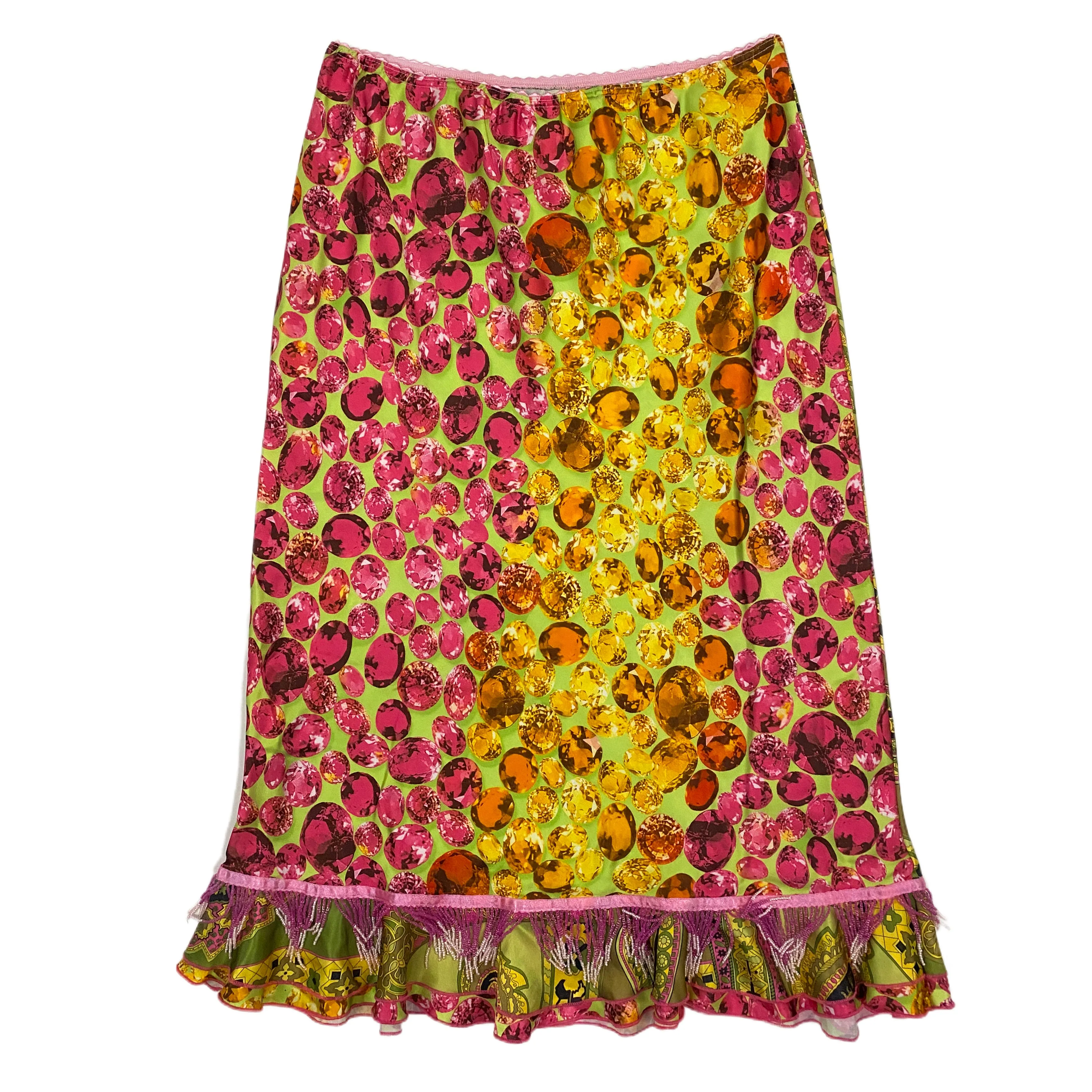 Funky Beaded Hem Midi Skirt (S)