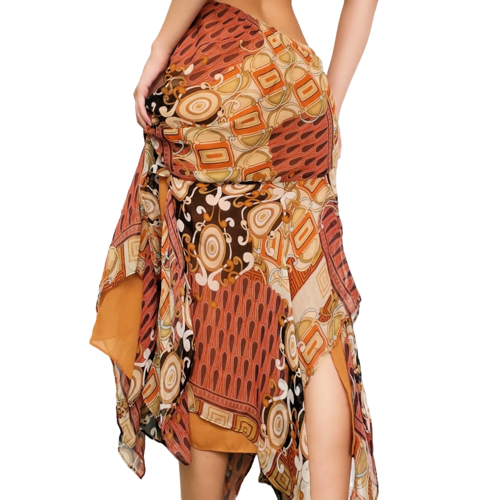 Funky Silk Midi Skirt (M)