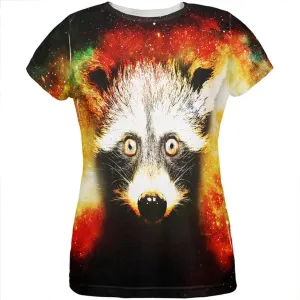 Galaxy Trash Panda Raccoon All Over Womens T Shirt