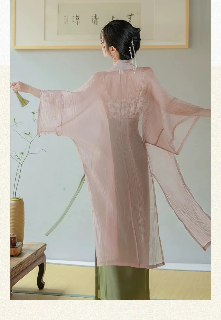 Garden Letter Romantic Daily Changgan Temple Hanfu Three piece Set
