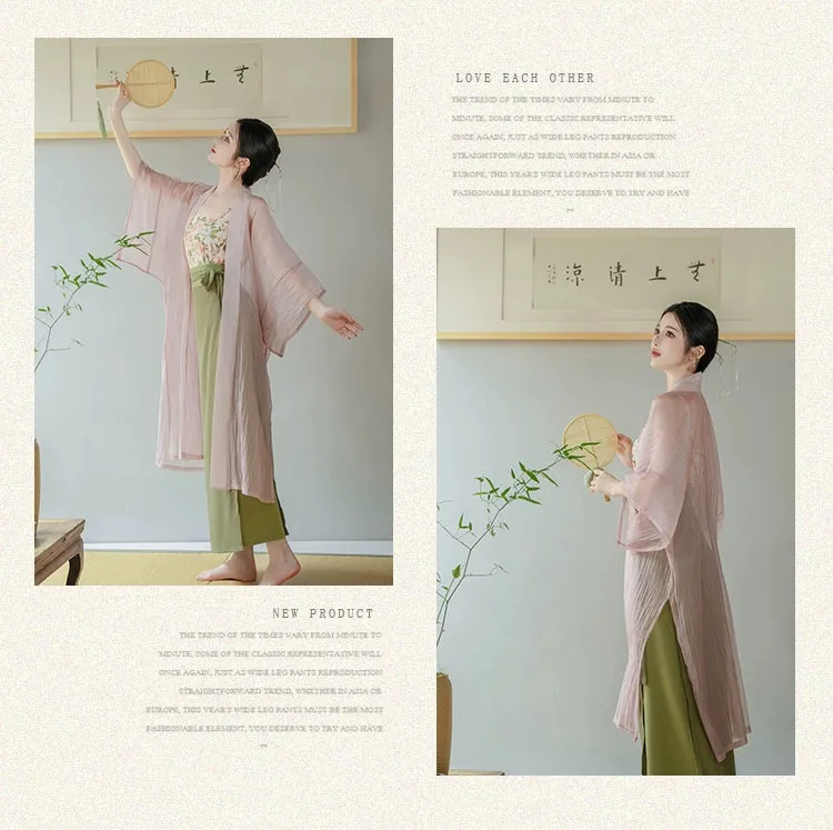 Garden Letter Romantic Daily Changgan Temple Hanfu Three piece Set
