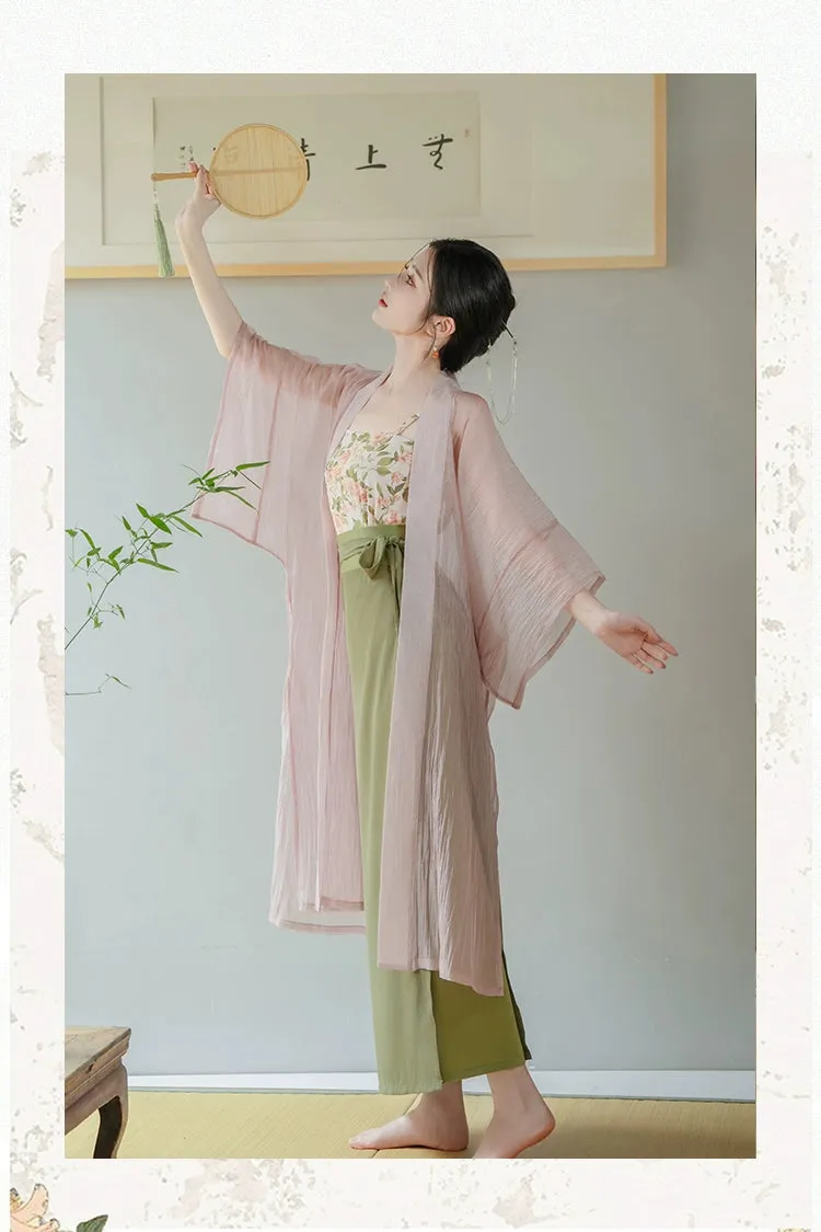 Garden Letter Romantic Daily Changgan Temple Hanfu Three piece Set