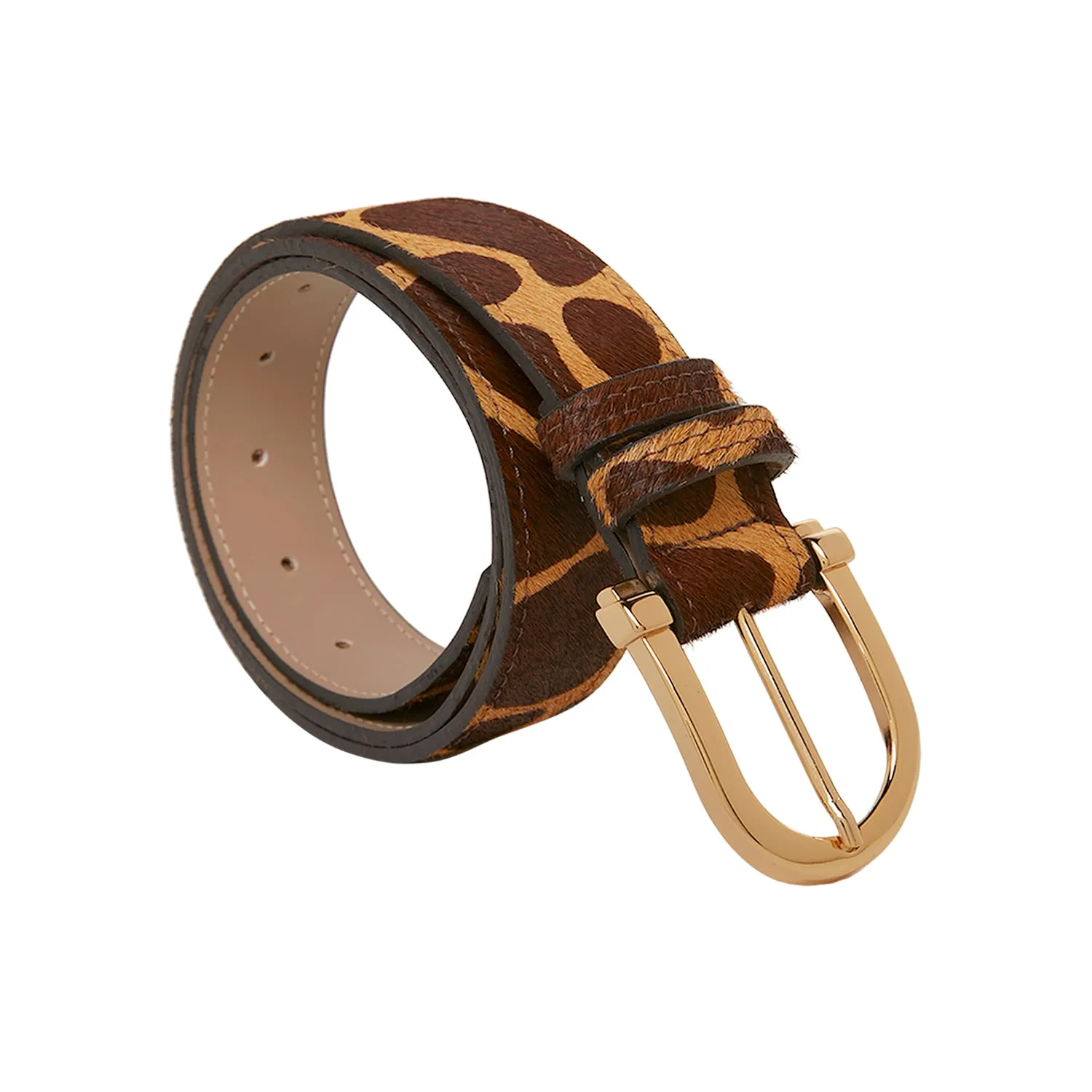 Giraffe Gold Metal Buckle Belt - Caramel & Brown