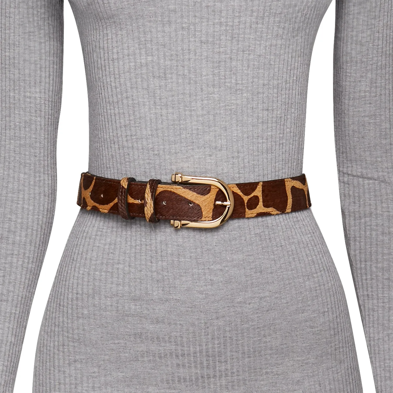 Giraffe Gold Metal Buckle Belt - Caramel & Brown