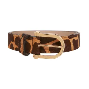 Giraffe Gold Metal Buckle Belt - Caramel & Brown