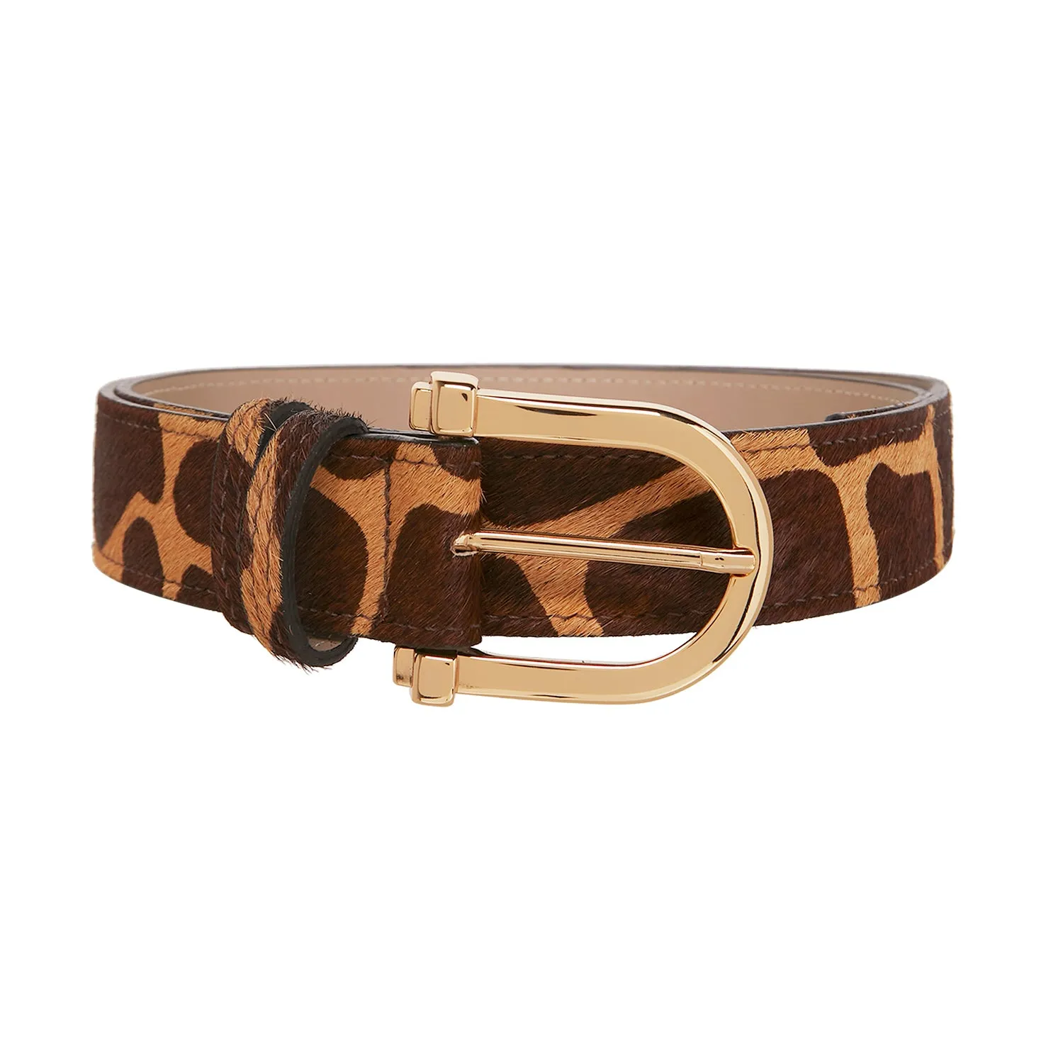 Giraffe Gold Metal Buckle Belt - Caramel & Brown