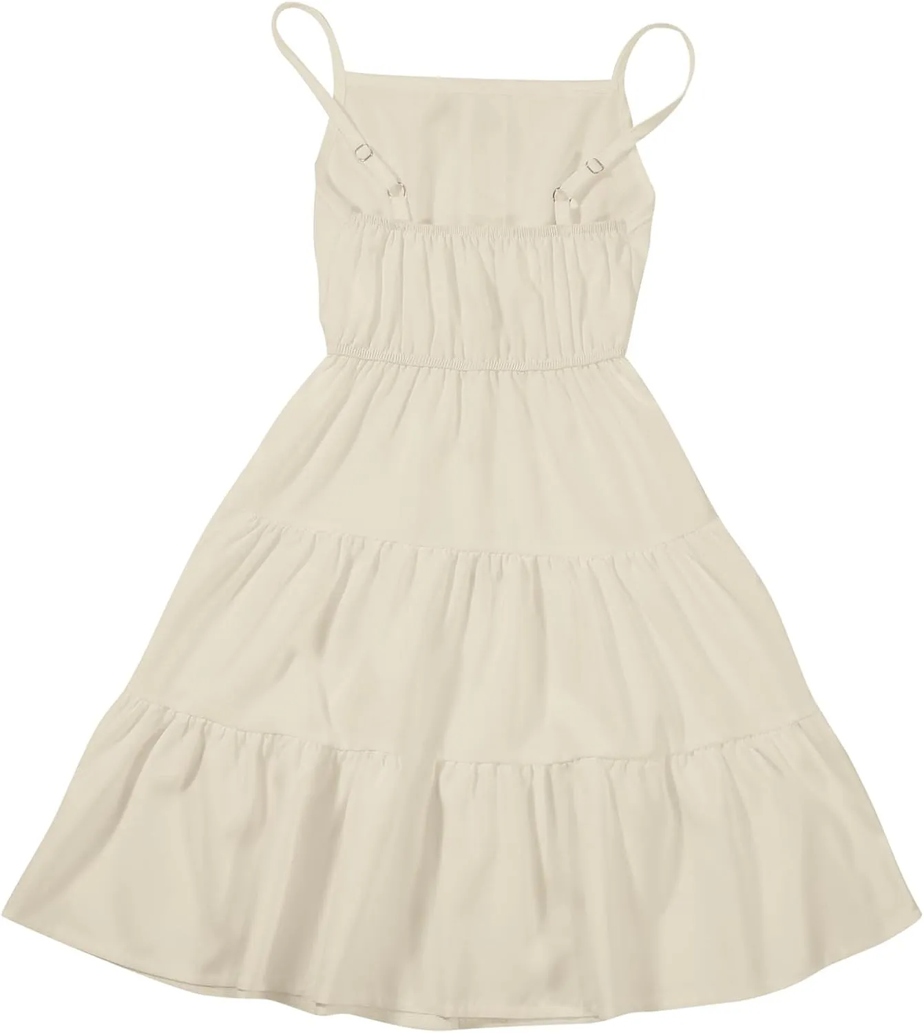 Girls Summer Casual Dress Ruffle Pleated Tiered Dresses Spaghetti Straps Twirl Swing Sundress Size 6-14 Years