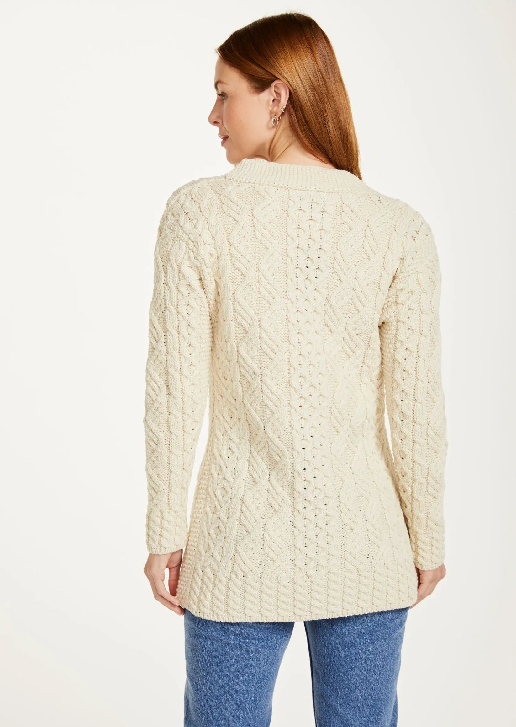 Glebe Aran Long Line Cardigan | Natural