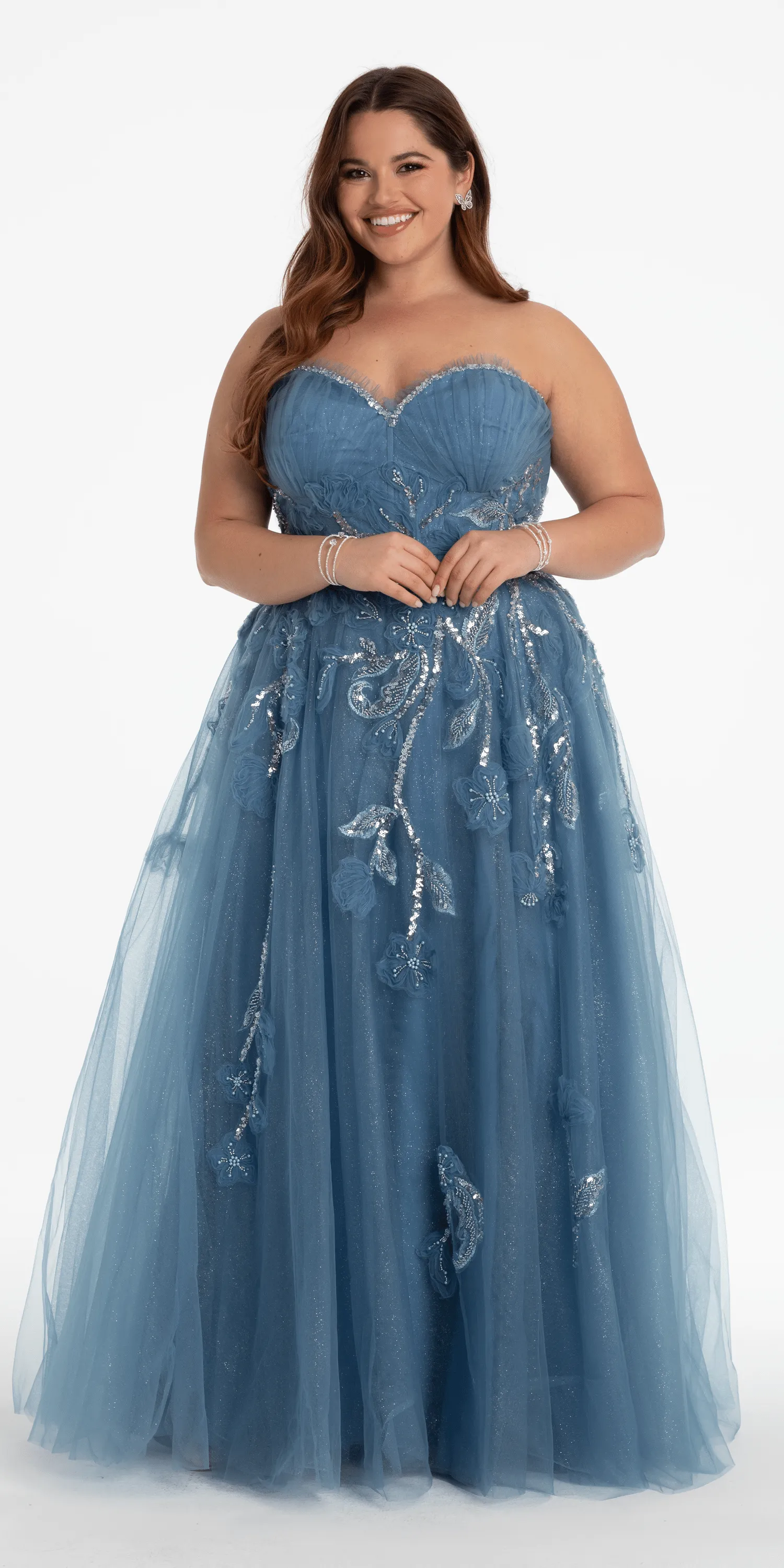 Glitter Tulle Embellished Sweetheart Ballgown