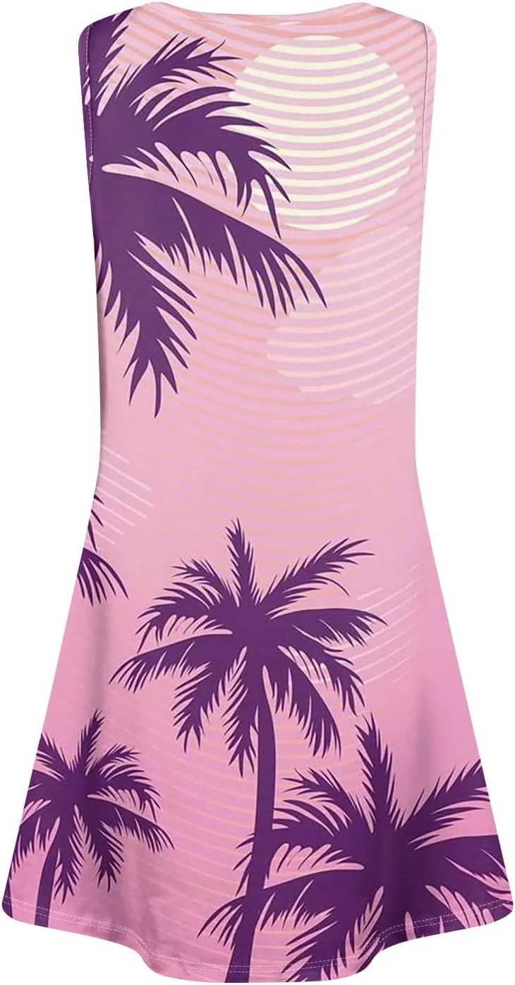 Going Out Dresses for Women Spring Tank Dress Flowy Sun Dresses Sleeveless Floral Print Dress Boho Summer Ruched Dress