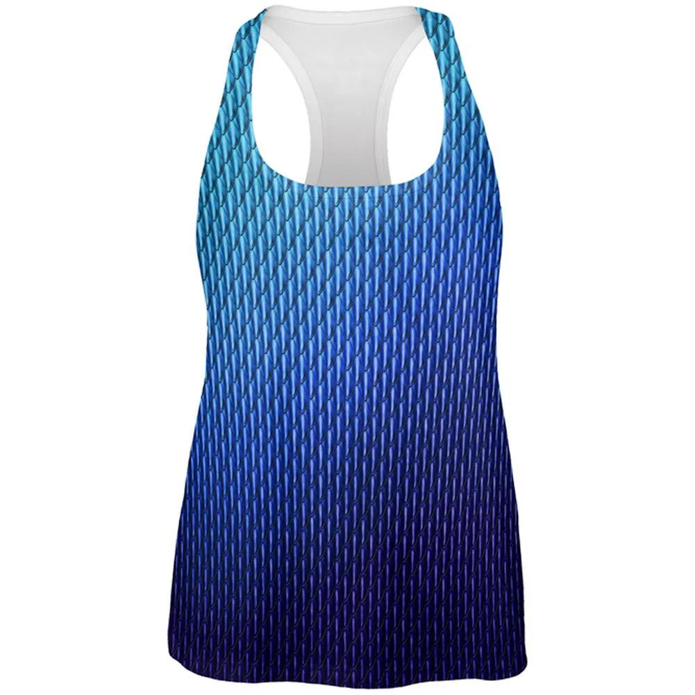 Halloween Blue Ice Dragon Scales Costume All Over Womens Work Out Tank Top