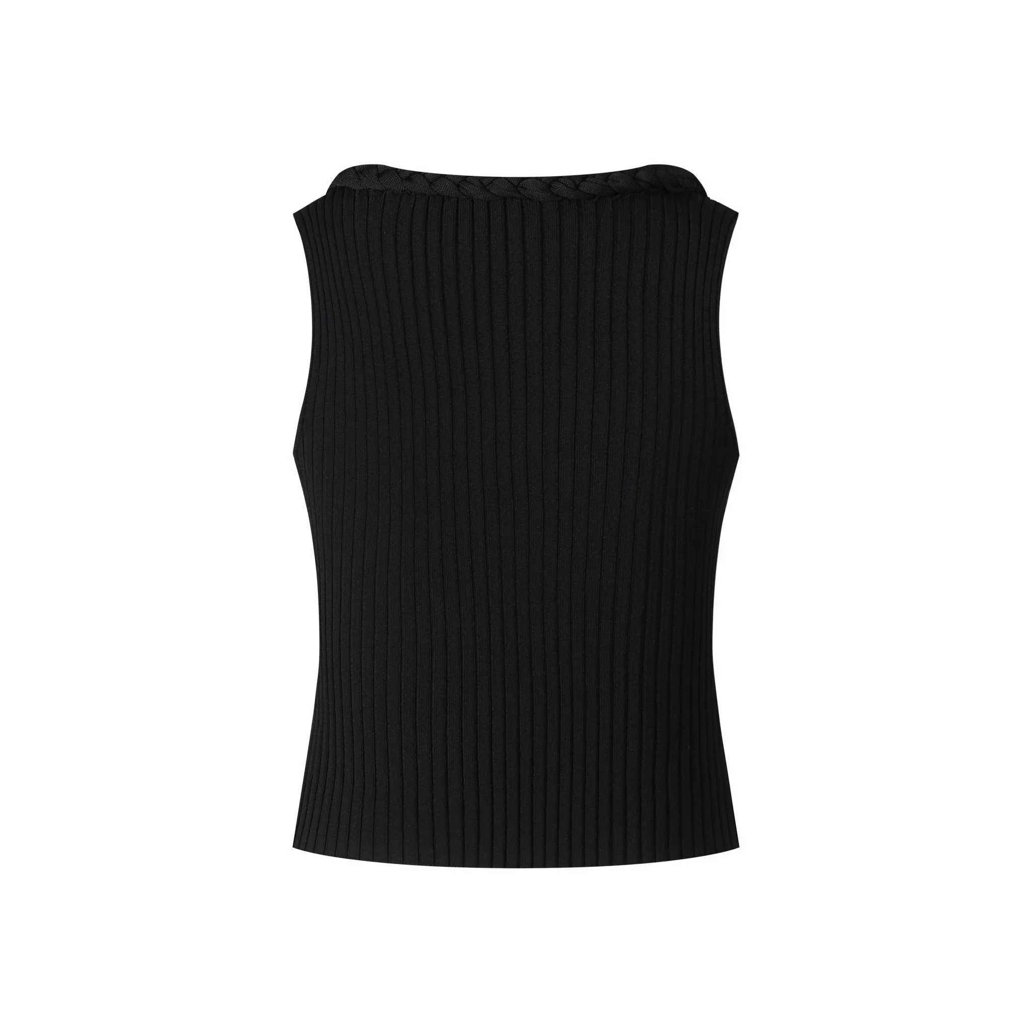 Hand Knit Sewn Rhinestone Sleeveless Short Top