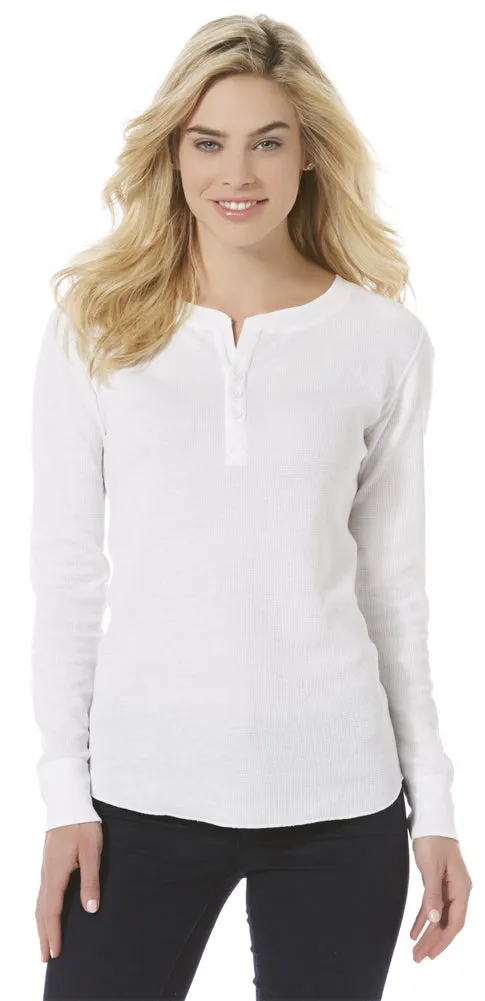 Hanes Women's Ultimate Thermal Underwear Long Sleeve Henley Top