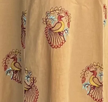 Hanley Midi Skirt Caramel Peacock Embroidered