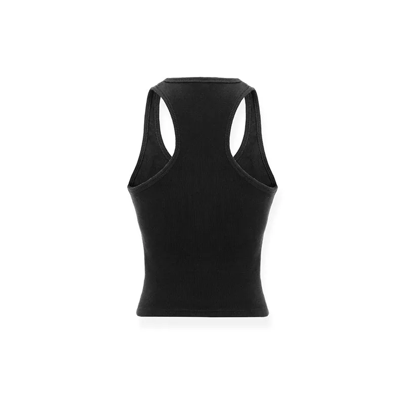 Henry Rib Racerback Tank Top In Black
