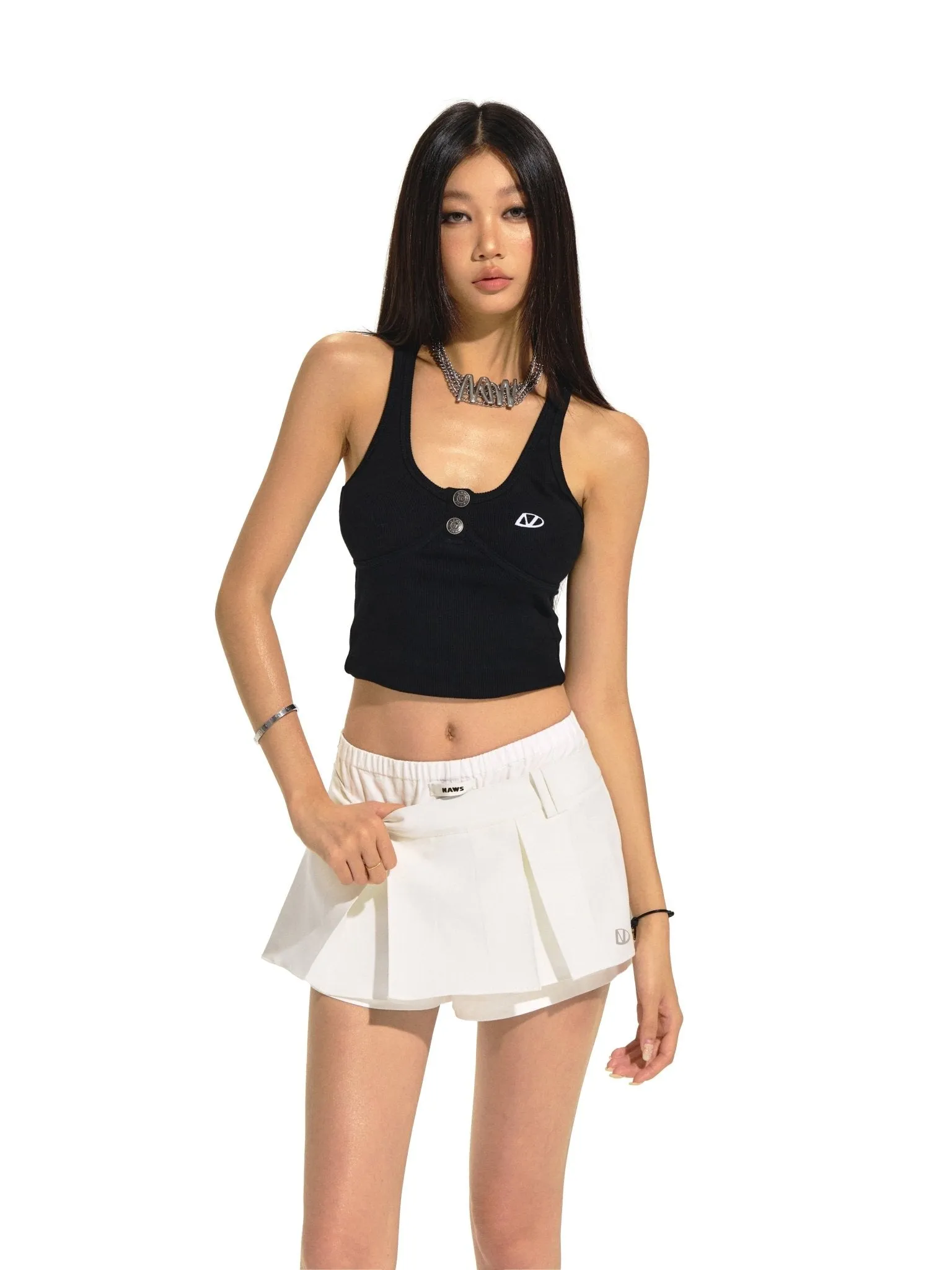 Henry Rib Racerback Tank Top In Black