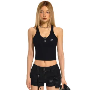 Henry Rib Racerback Tank Top In Black