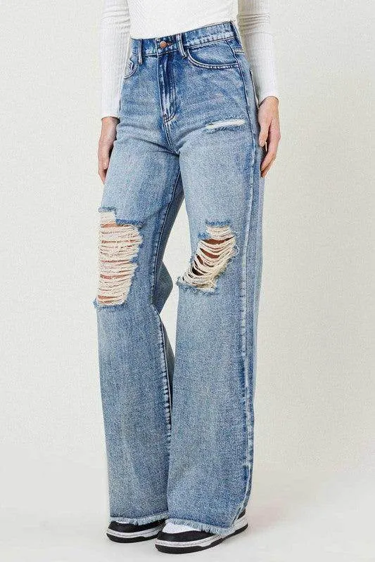 High Rise Wide Leg In Vintage Acid Wash Jeans