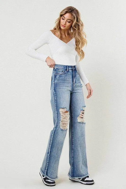 High Rise Wide Leg In Vintage Acid Wash Jeans