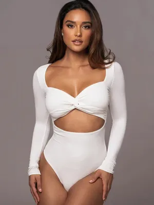 Hollow Out Solid Women Square Collar Long Sleeve Bodysuits