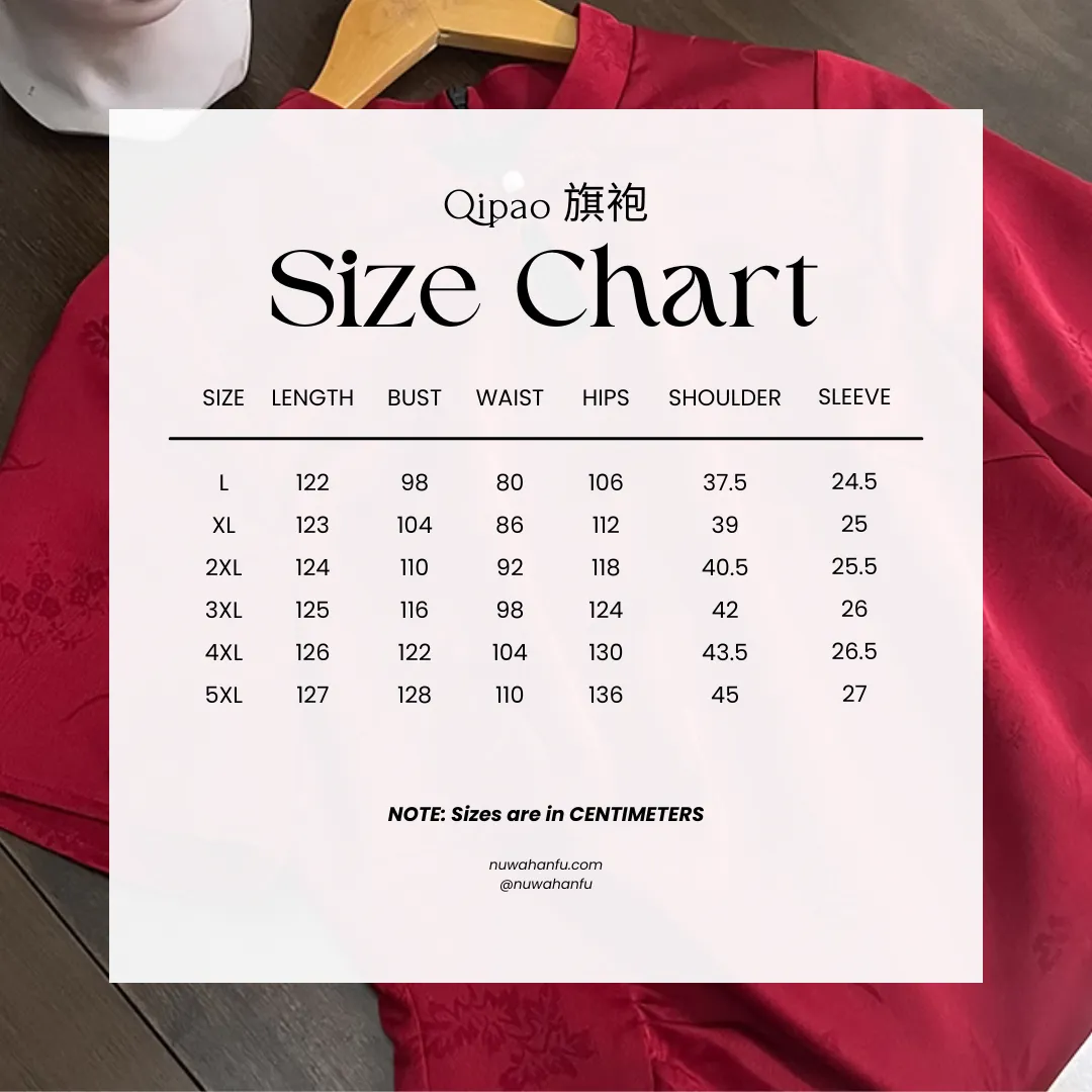 Hong Zhuang 红妆 Red Makeup Plus Size New Chinese Style Ruched Satin Qipao
