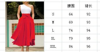 Hot Selling Europe Women Solid Colored Flare Belt Skirt