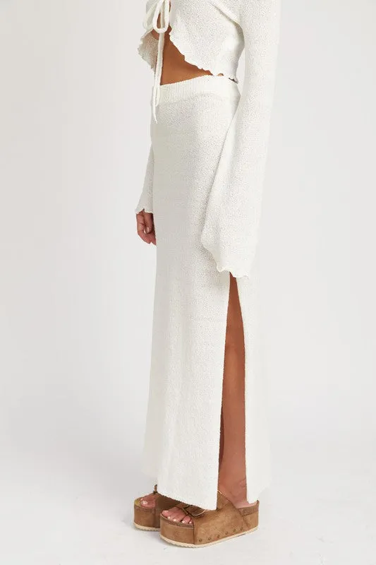 Indie High Waist Side Slit Maxi Skirt