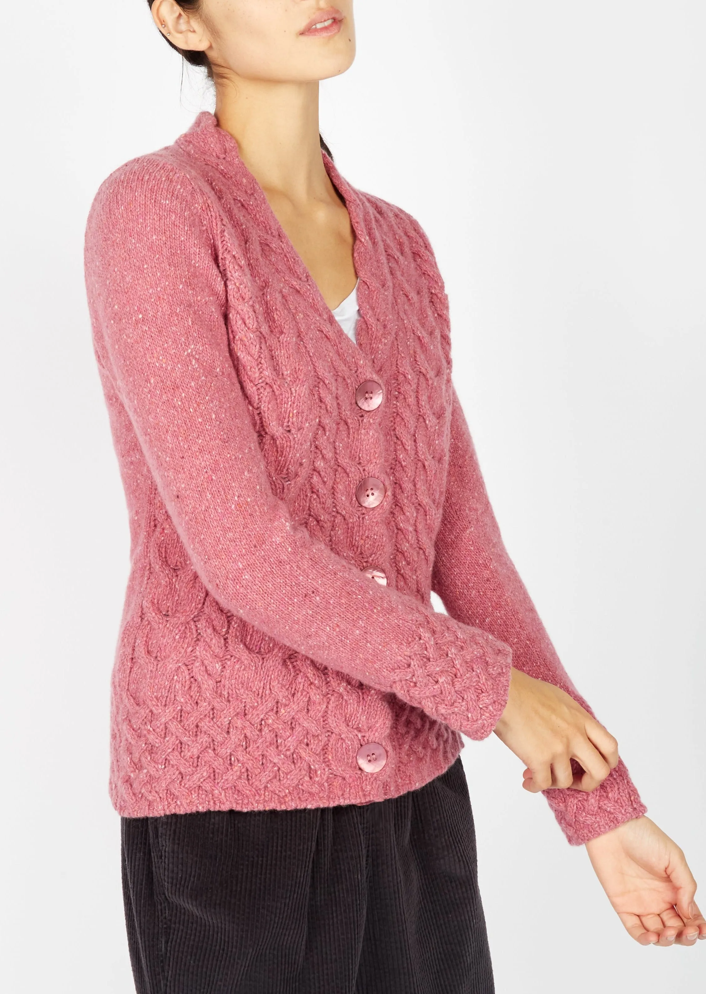 IrelandsEye Horseshoe Aran Cardigan | Bubblegum