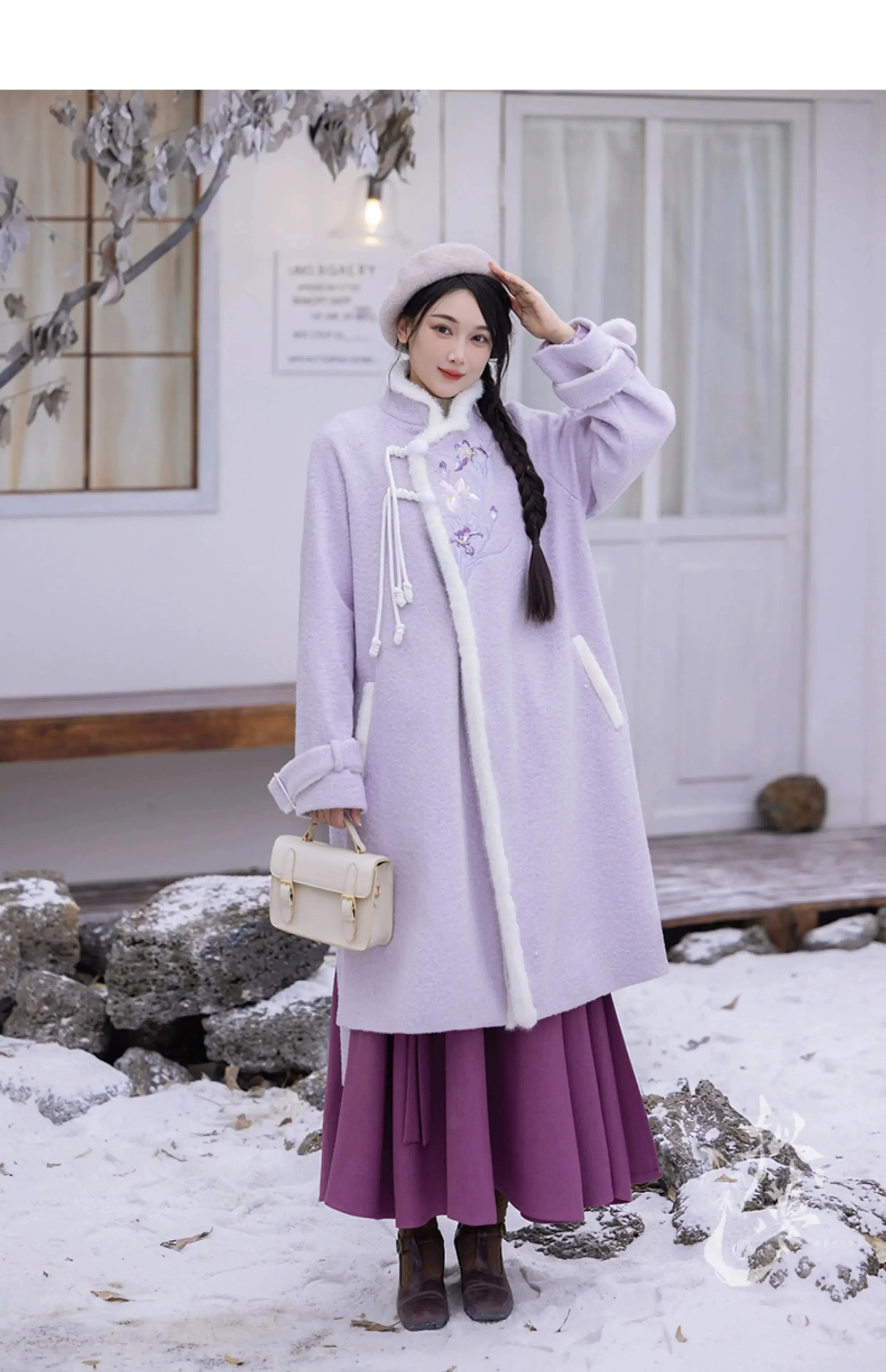 Iris set embroidery purple autumn and winter Hanfu