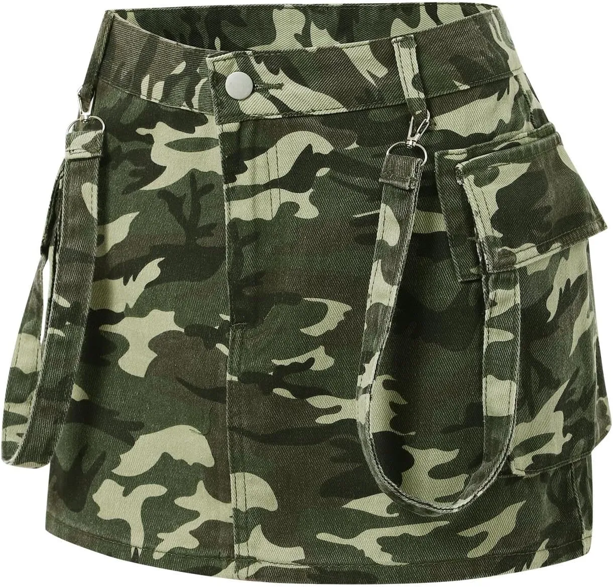 Jean Skirt,High Stretchy Denim Cargo Skort for Women High Waist Denim Skirt Casual Mini Skirt Shorts with Pockets