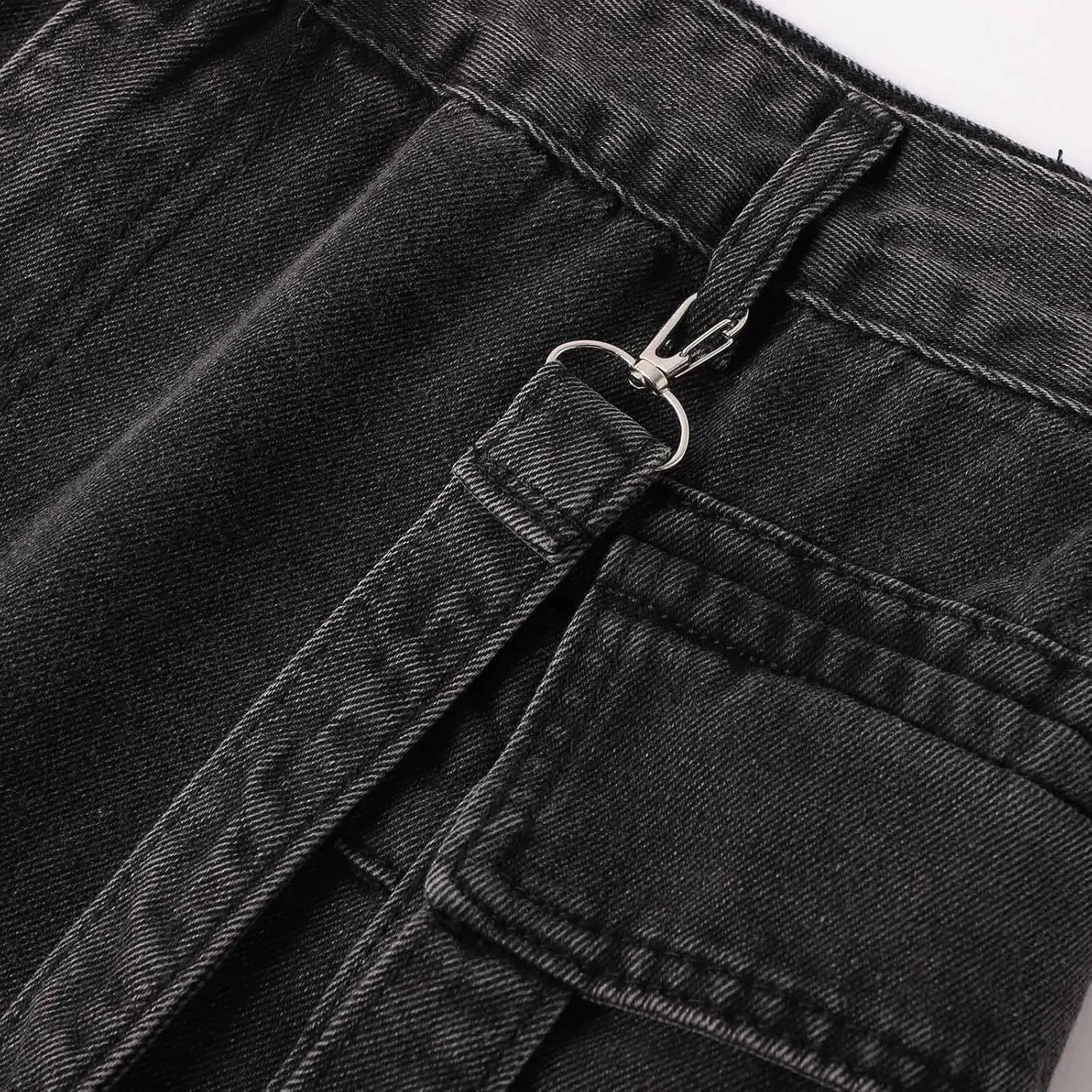 Jean Skirt,High Stretchy Denim Cargo Skort for Women High Waist Denim Skirt Casual Mini Skirt Shorts with Pockets
