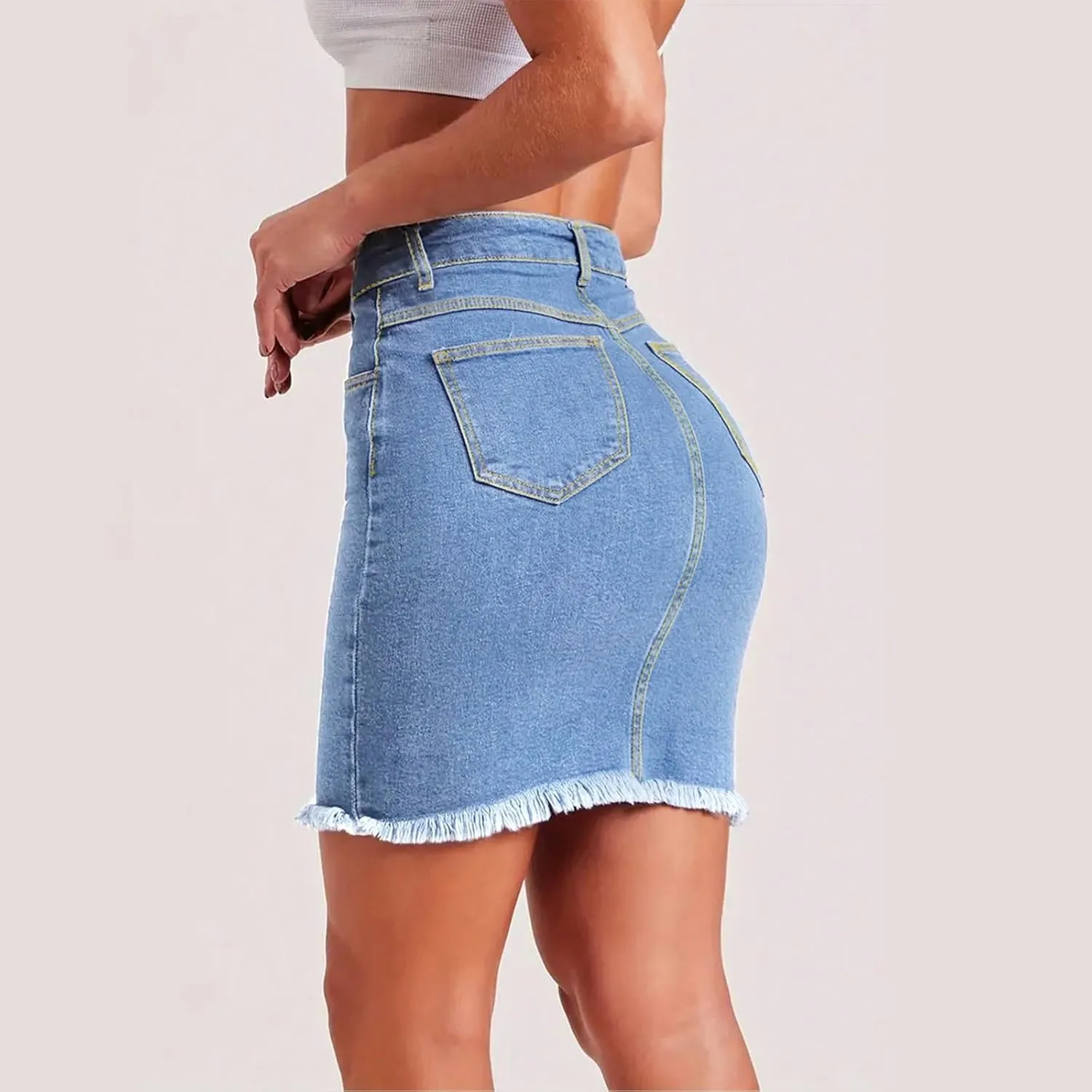 Jean Skirts for Women Denim High Waisted Short Mini Skirt Summer Casual Frayed Hem Cute Jeans Skirts 2025