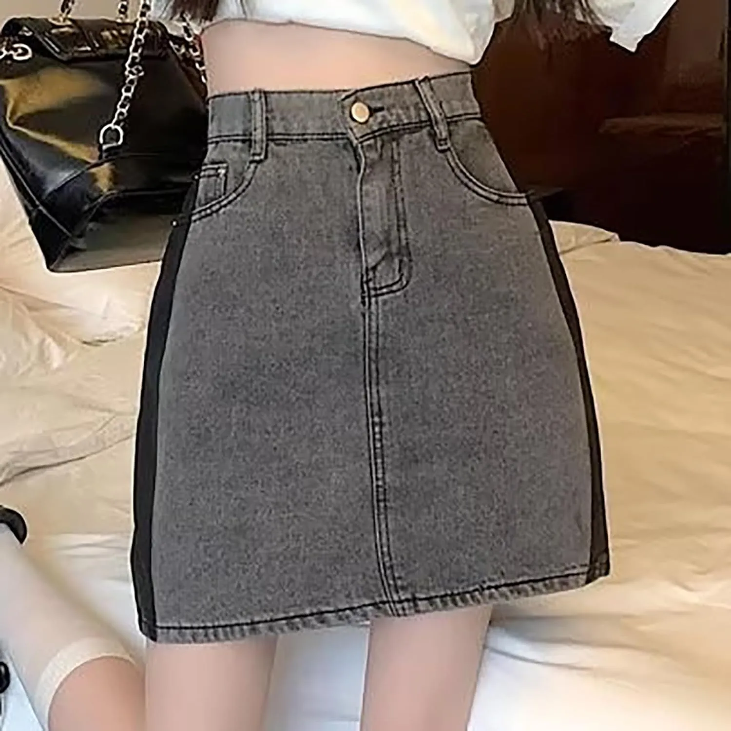 Jean Skirts for Women Denim High Wiasted Loose Sexy Going Out Mini Skirts Trendy Y2K Denim Skirts with Pockets