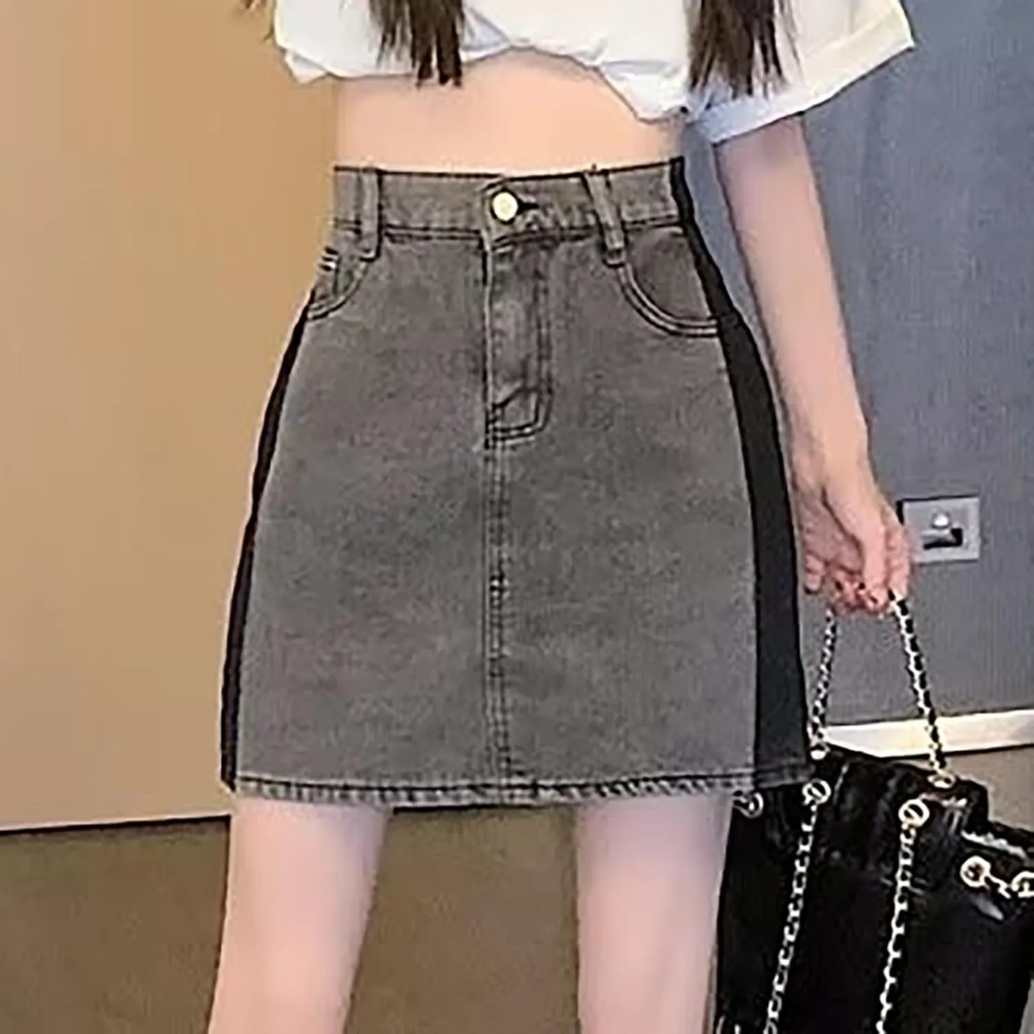 Jean Skirts for Women Denim High Wiasted Loose Sexy Going Out Mini Skirts Trendy Y2K Denim Skirts with Pockets