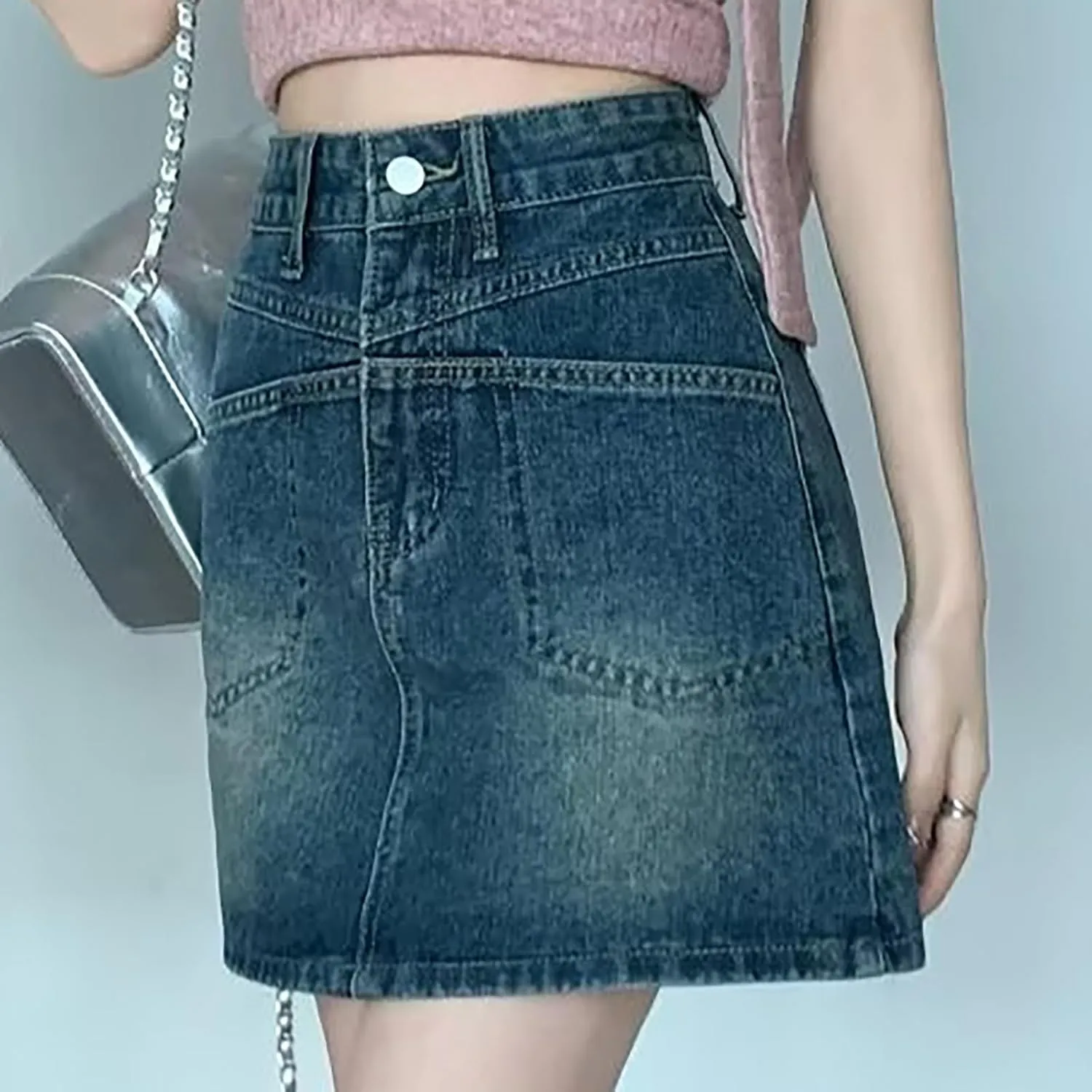 Jean Skirts for Women Denim High Wiasted Loose Sexy Going Out Mini Skirts Trendy Y2K Denim Skirts with Pockets