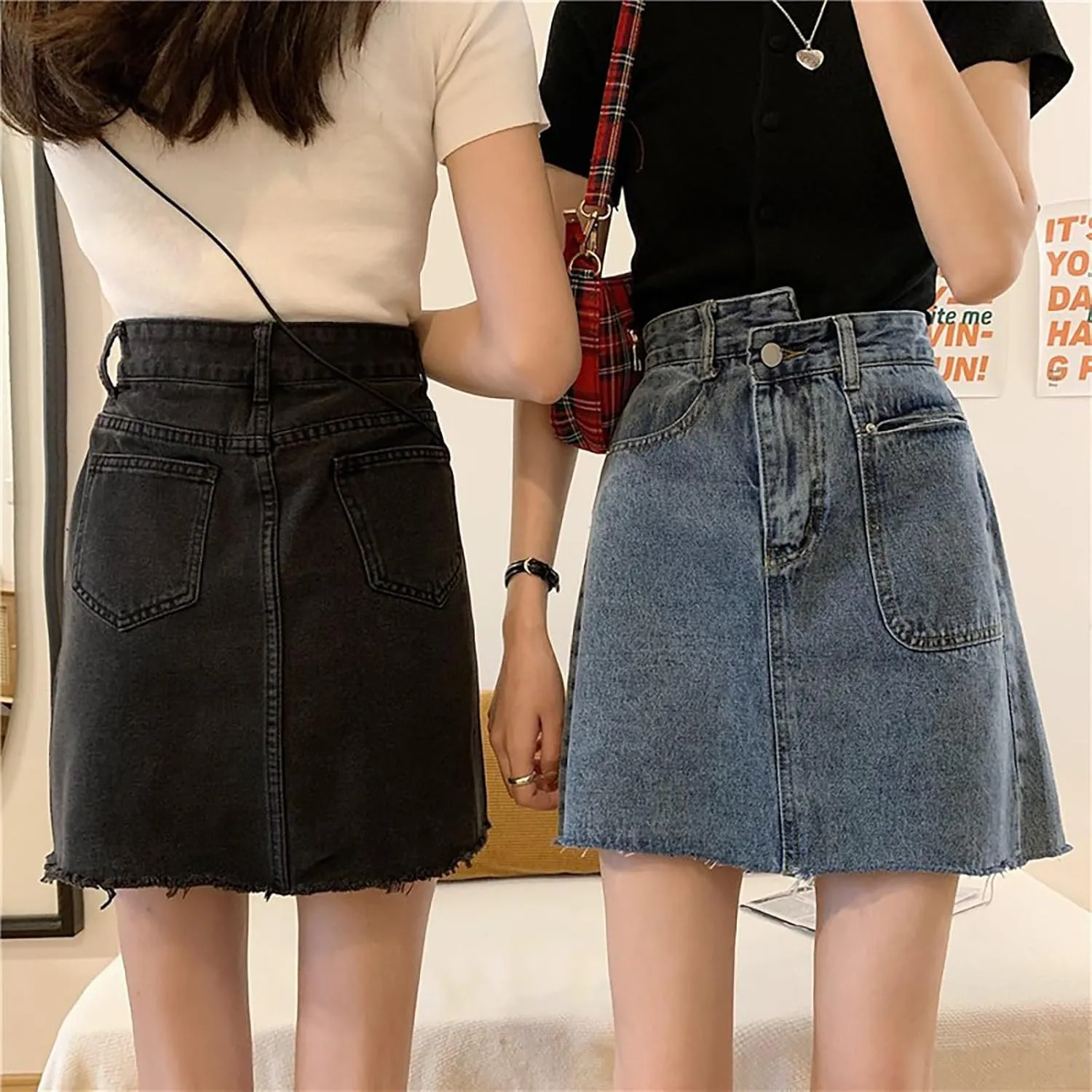 Jean Skirts for Women Denim High Wiasted Loose Sexy Going Out Mini Skirts Trendy Y2K Denim Skirts with Pockets
